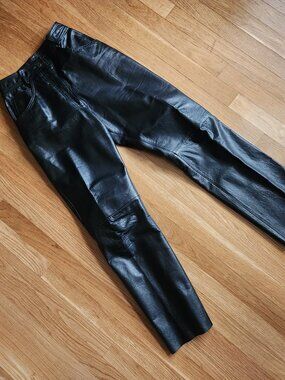 Leathers by Phoenix Real Leather Pants Jeans 5 Pocket Heavy Biker 80s 9/10 Blk